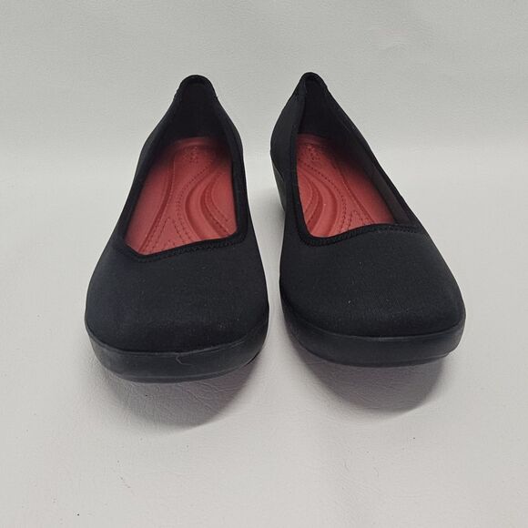 Crocs Busy Day Ballet Wedge Black W8 | Dual Comfort | Red Insole | Used - Picture 4 of 10